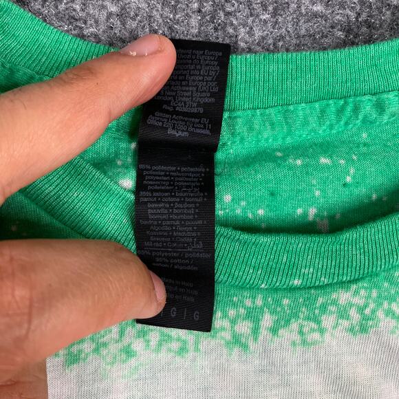 Gildan T-Shirt Mens Size L Green Graphic Shamrock Tongue Bleach Dyed St Patrick - Picture 4 of 9